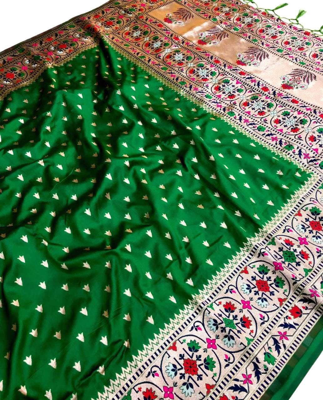 Rich Green Soft Paithani Silk Saree
