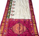 Pure Handloom Ikkat Silk Saree in Cream & Magenta