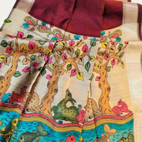 SOFT KHADI RAW SILK KALAMKARI SAREE
