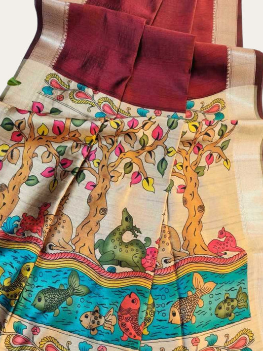 SOFT KHADI RAW SILK KALAMKARI SAREE