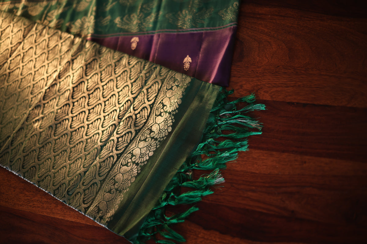 PURPLE & GREEN KANJEEVARAM SILK SAREE