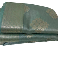 AQUA BLUE SEMI BANARAS SAREE