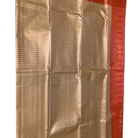 BEIGE AND RED KANJEEVARAM SILK SAREE