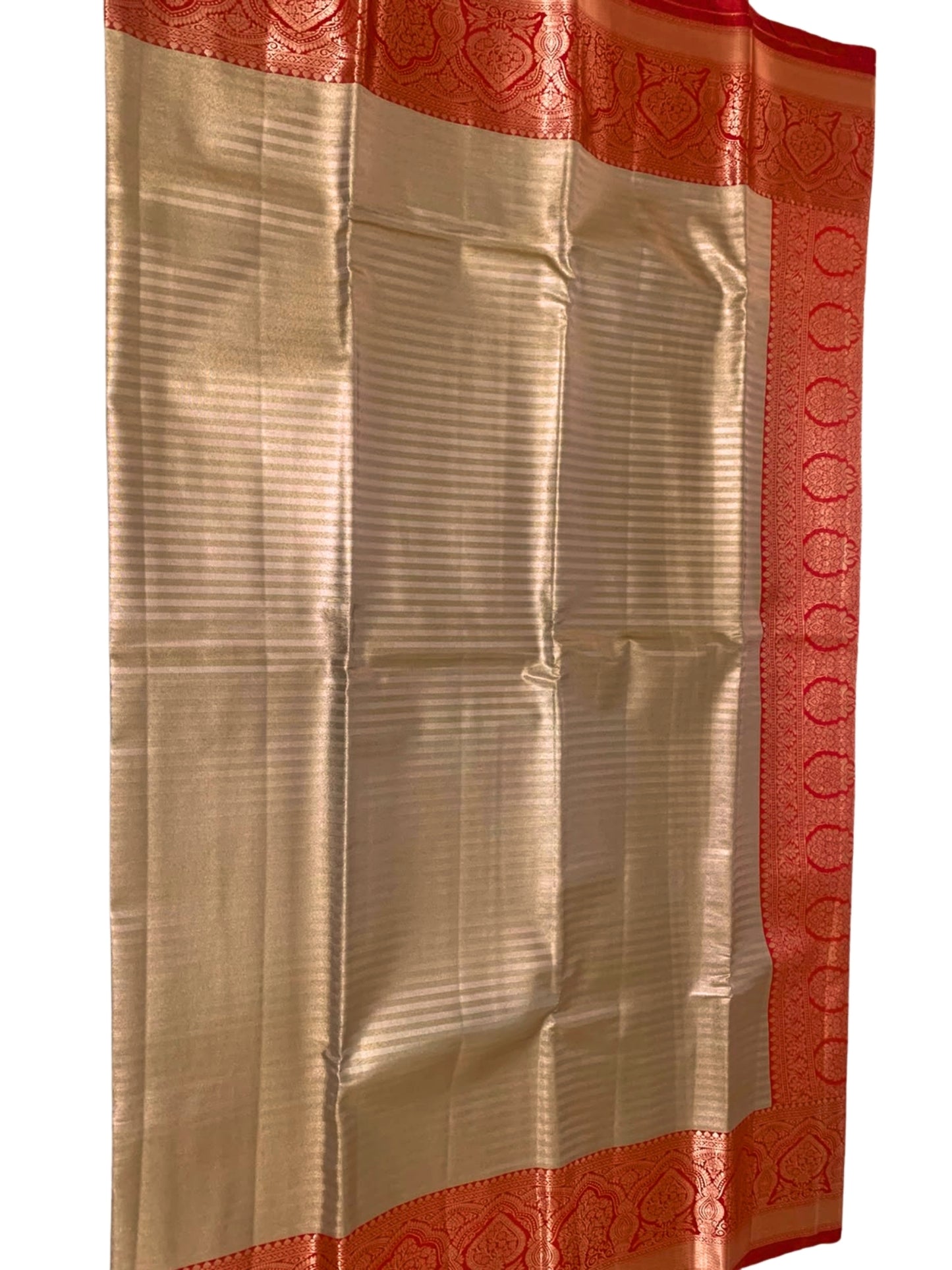 BEIGE AND RED KANJEEVARAM SILK SAREE