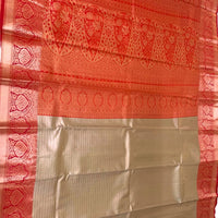 BEIGE AND RED KANJEEVARAM SILK SAREE