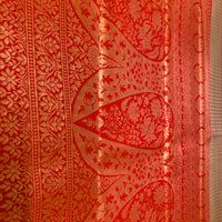 BEIGE AND RED KANJEEVARAM SILK SAREE