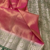 Pink and Green Kanjeevaram Tissue Saree