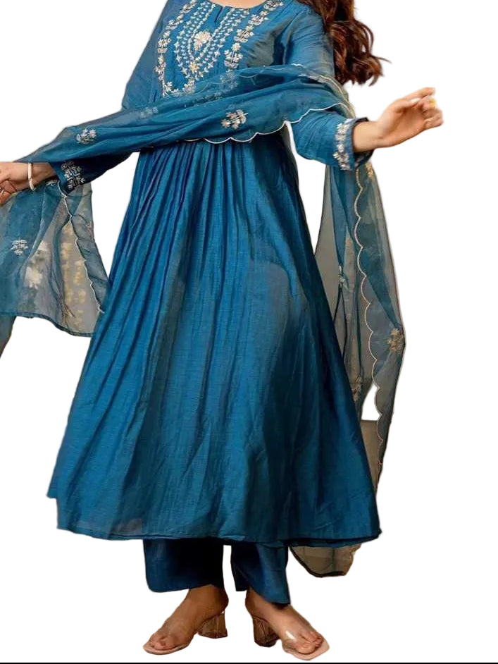 GRACEFUL MASLIN KURTI SET 