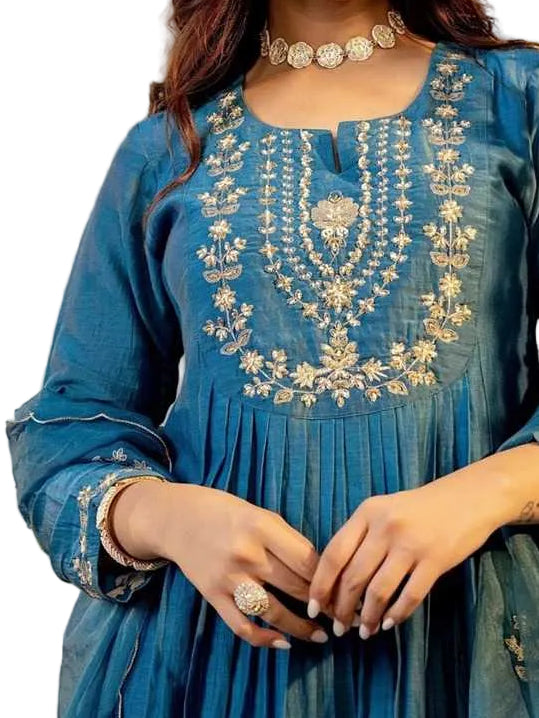 GRACEFUL MASLIN KURTI SET 