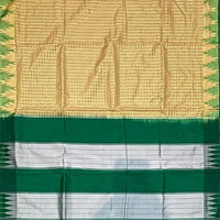 Graceful Gadwal Silk in Cream & Green Woven Check Saree with Temple Border