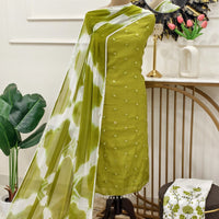 MODAL EMBROIDERY TASSEL LACE SUIT - GREEN
