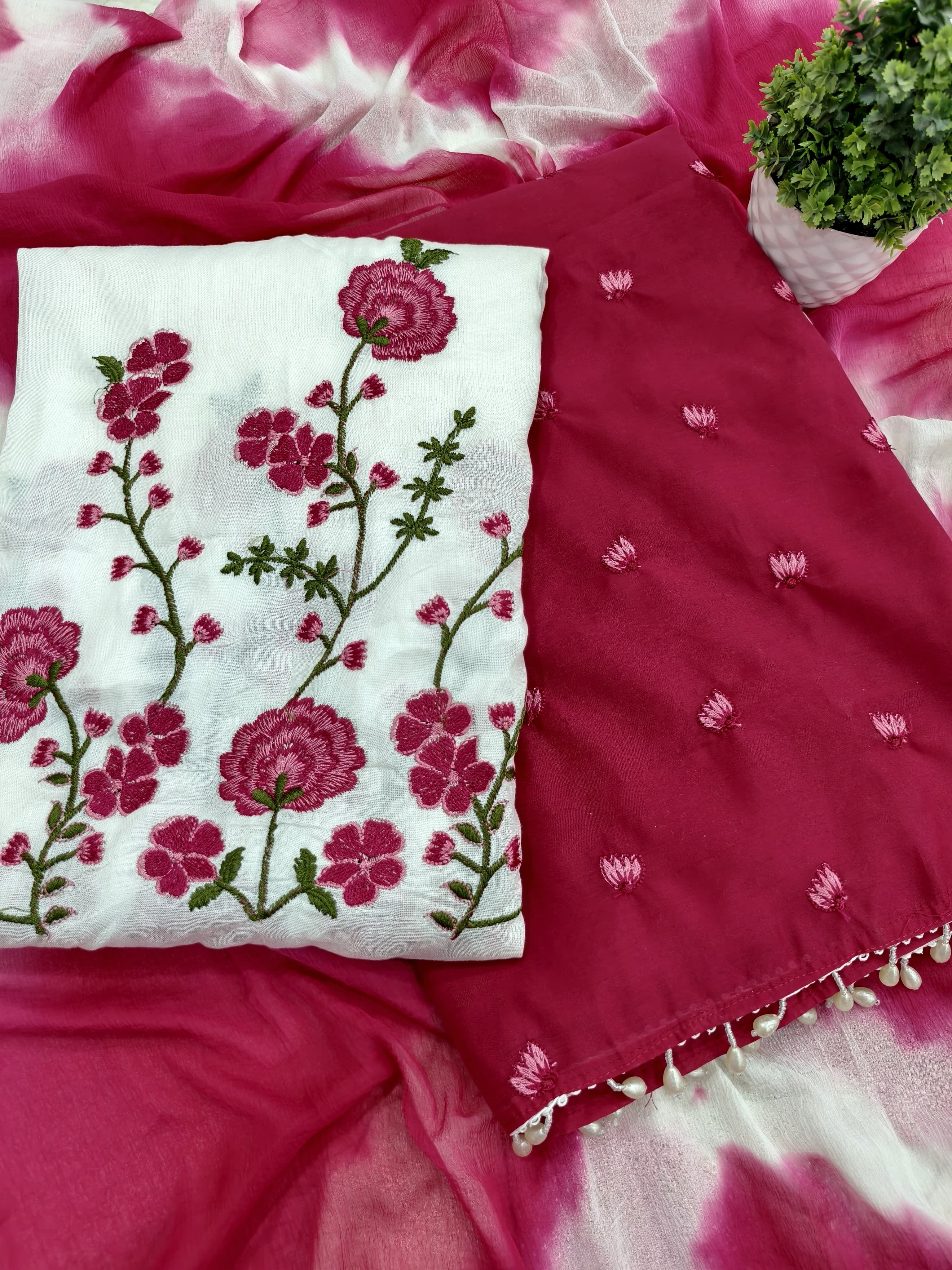 MODAL EMBROIDERY TASSEL LACE SUIT MATERIAL