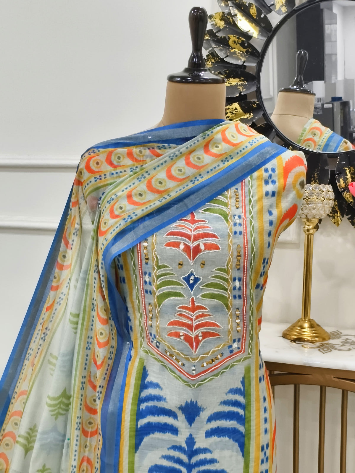 IKKAT PRINT MAHESHWARI DRESS MATERIAL