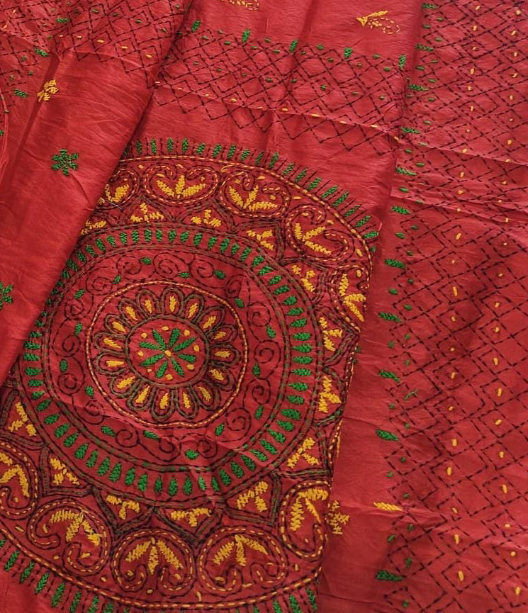 CHANDERI PHULKARI WORK SAREE