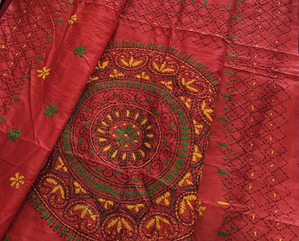 CHANDERI PHULKARI WORK SAREE