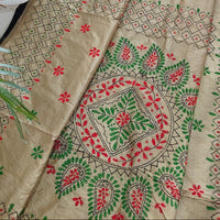 CHANDERI SAREE WITH PHULKARI WORK
