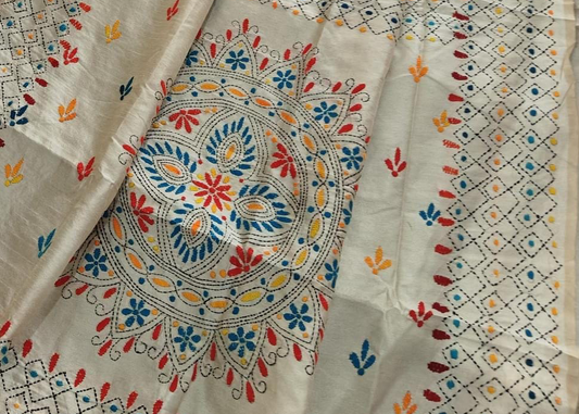 CHANDERI PHILKARI WORK SAREE