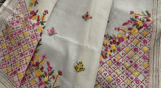 HAND EMBROIDERY KOTA CHECKS SAREE