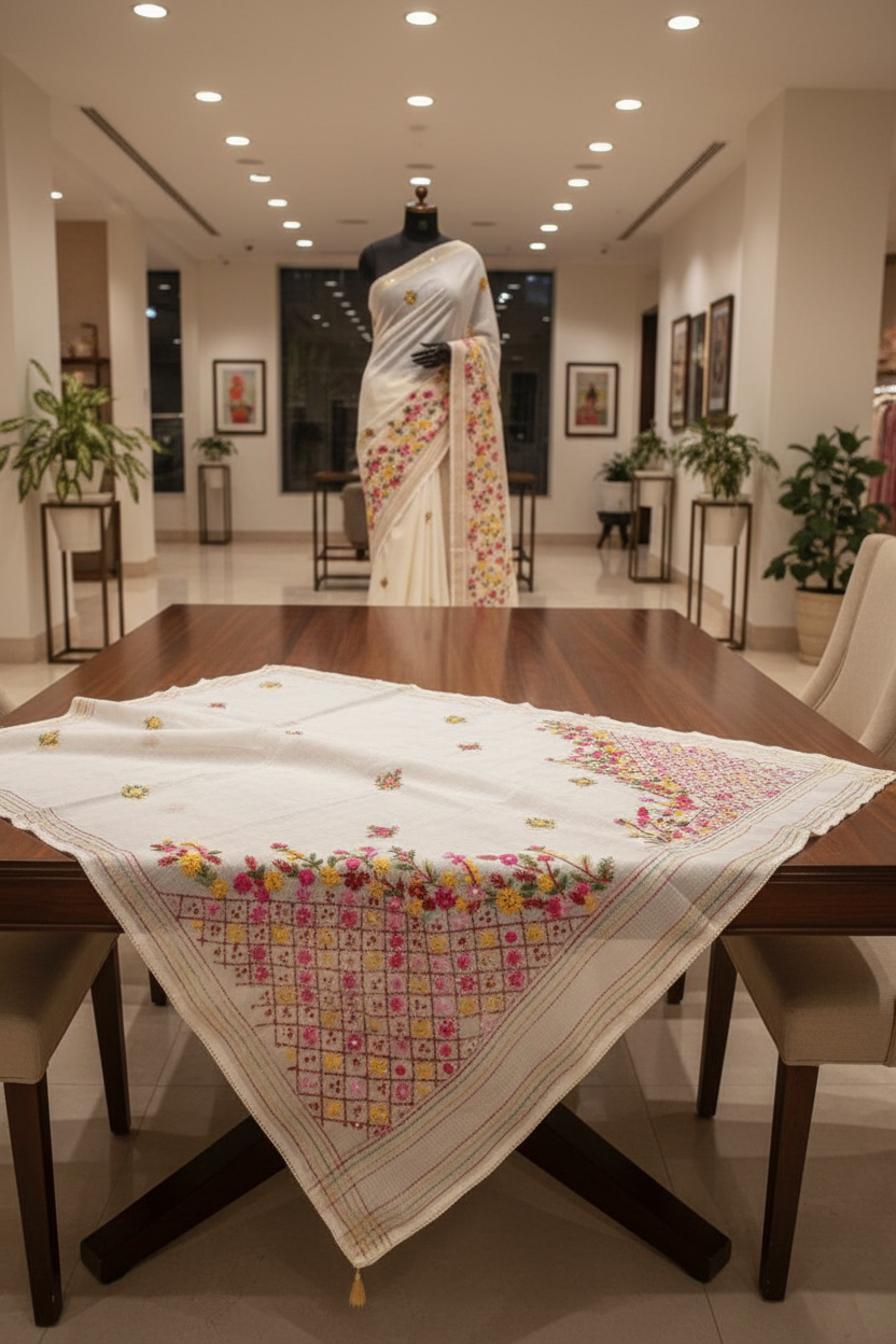 HAND EMBROIDERY KOTA CHECKS SAREE