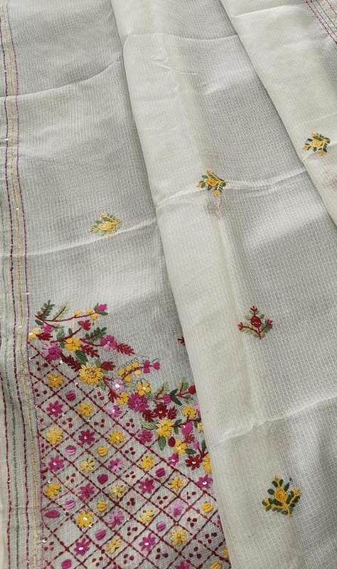 HAND EMBROIDERY KOTA CHECKS SAREE