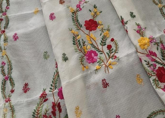 HAND EMBROIDERY KOTA CHECKS SAREE
