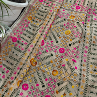 LINEN CHANDERI SAREE WITH PHULKARI WORK