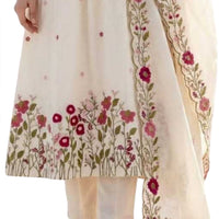 CHANDERI SILK EMBROIDERED KURTI SET