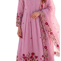 CHANDERI SILK EMBROIDERED KURTI SET