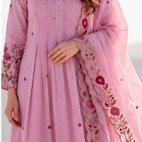 CHANDERI SILK EMBROIDERED KURTI SET