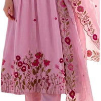 CHANDERI SILK EMBROIDERED KURTI SET