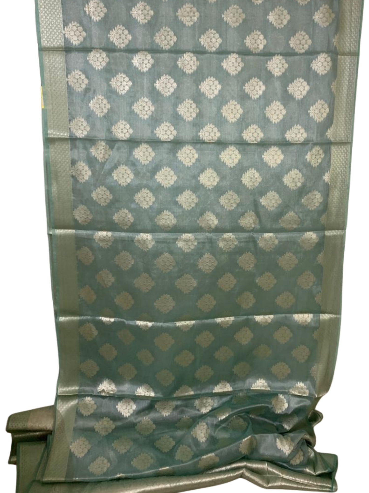AQUA BLUE SEMI BANARAS SAREE