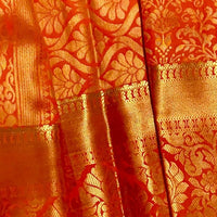 Orange-Gold Kanjeevaram Silk Saree - GET ESSENTIAL