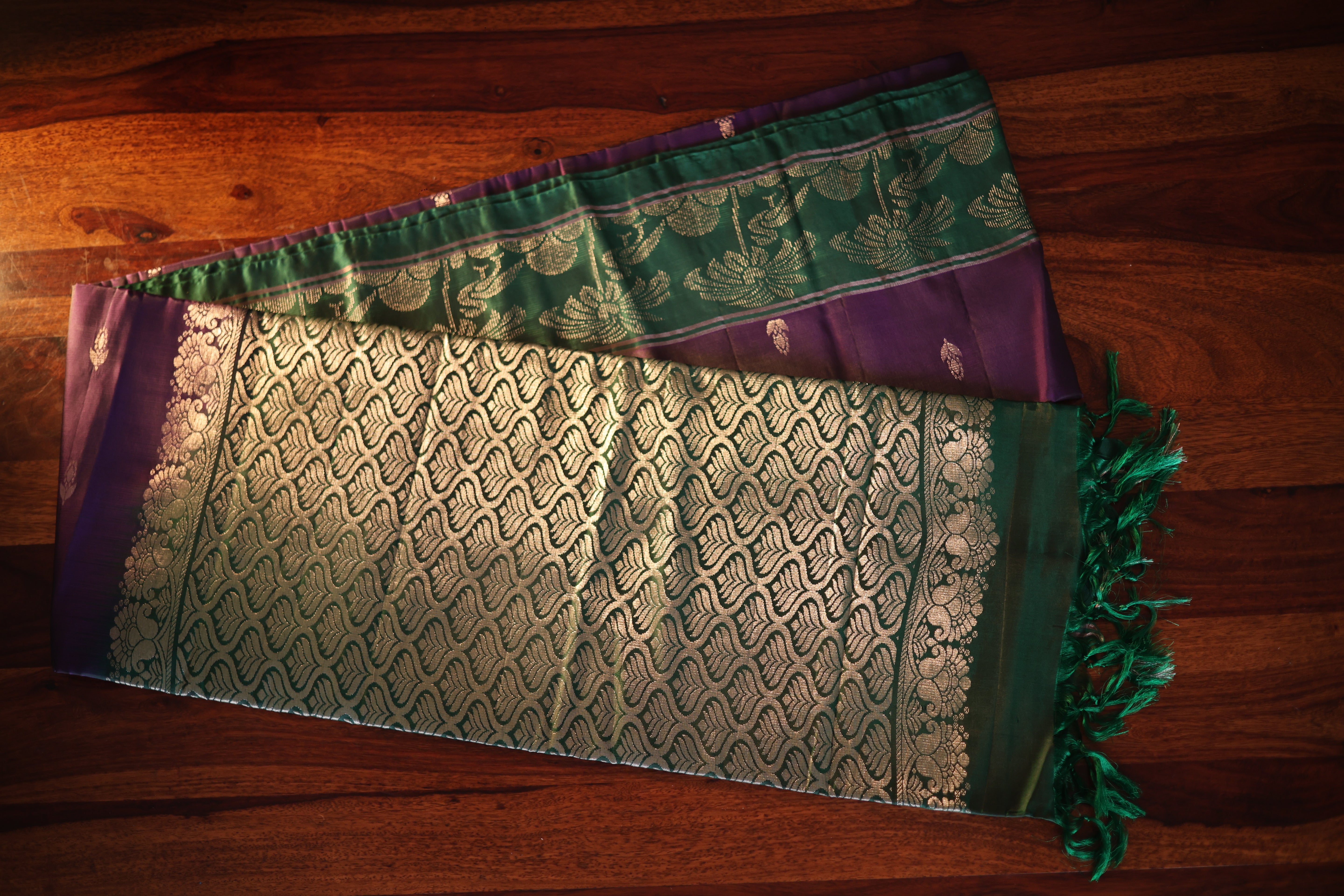 Purple and Green Kanjeevaram Saree