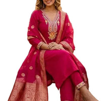 ROMAN SILK KURTI SET WITH BEAUTIFUL EMBROIDERY