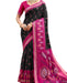 Black with Magenta Soft Silk Designer Pochampalli Saree