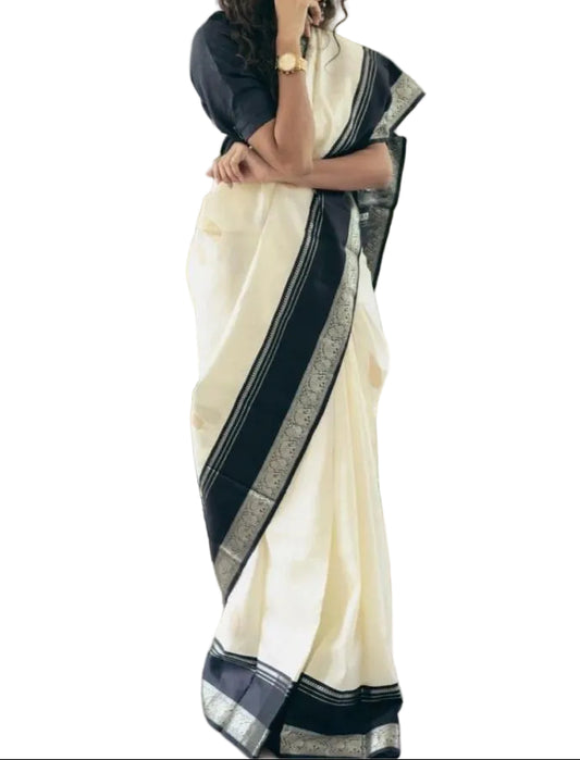 SOFT LICHI SILK SAREE WITH RICE JACQUARD PALLU 