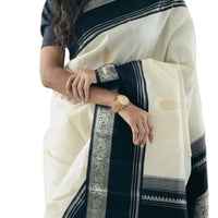 SOFT LICHI SILK SAREE WITH RICE JACQUARD PALLU 