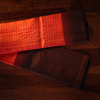 Vintage Kanjeevaram Silk Saree with Orange & Deep Coffee Brown Border