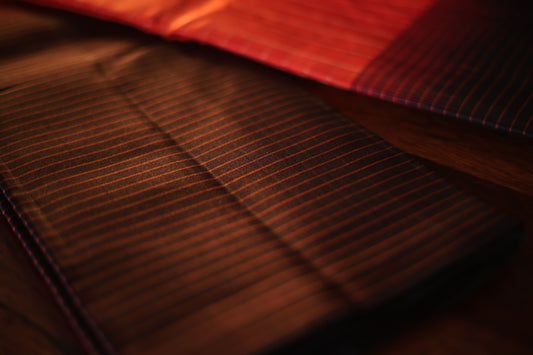 Vintage Kanjeevaram Silk Saree with Orange & Deep Coffee Brown Border
