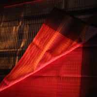 Vintage Kanjeevaram Silk Saree with Orange & Deep Coffee Brown Border