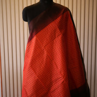 Vintage Kanjeevaram Silk Saree with Orange & Deep Coffee Brown Border