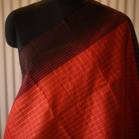 Vintage Kanjeevaram Silk Saree with Orange & Deep Coffee Brown Border