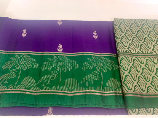 Purple-Green Kanjeevaram Silk Saree