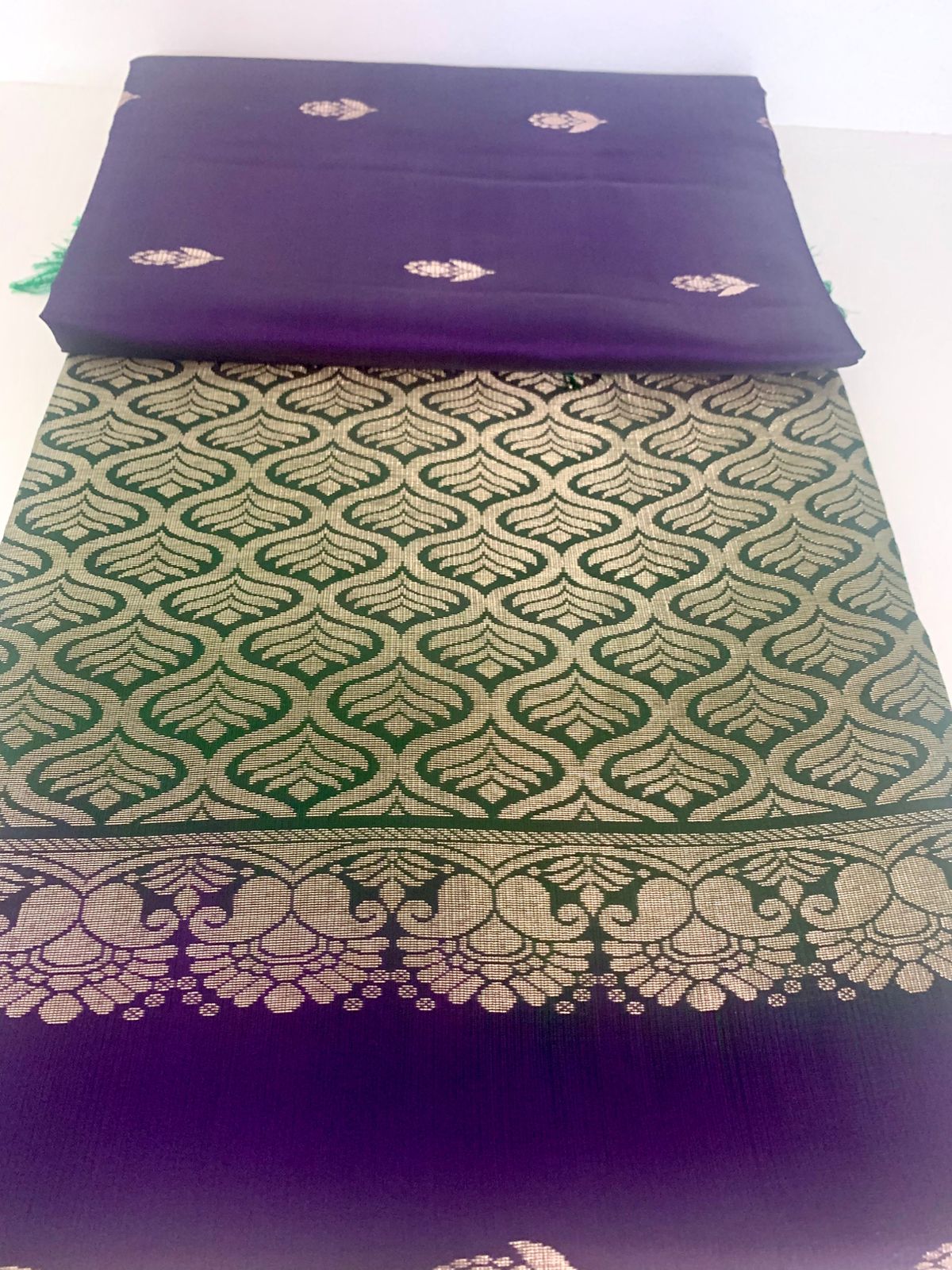 Purple-Green Kanjeevaram Silk Saree