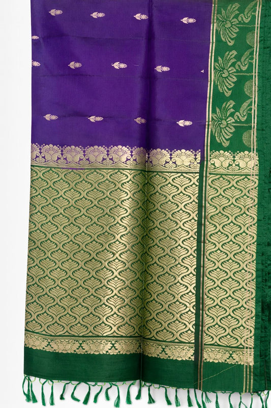 Purple-Green Kanjeevaram Silk Saree