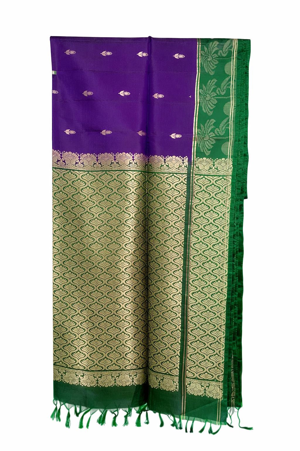 Purple-Green Kanjeevaram Silk Saree