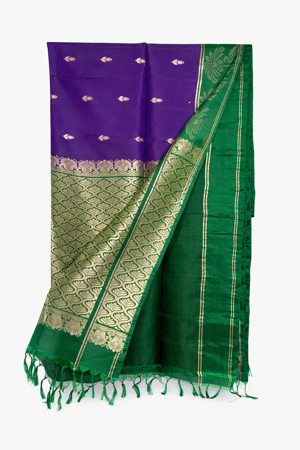 Purple-Green Kanjeevaram Silk Saree