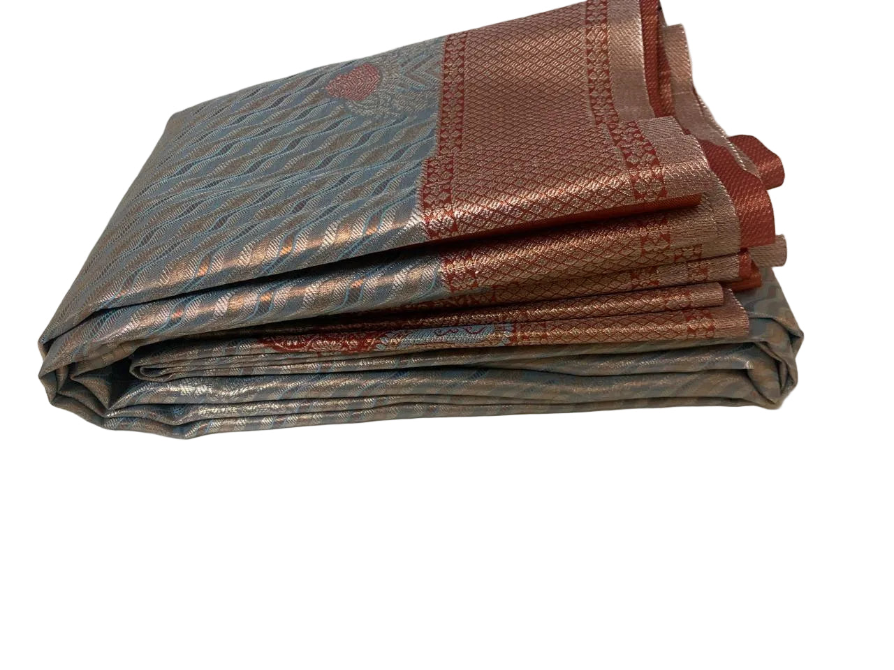 Zari Brocade Silk Saree with Red Border & Pallu