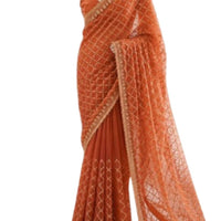 Amber Radiance Moss Silk Saree - GET ESSENTIAL