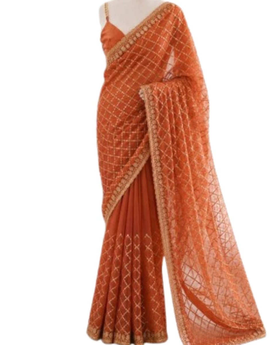 Amber Radiance Moss Silk Saree - GET ESSENTIAL